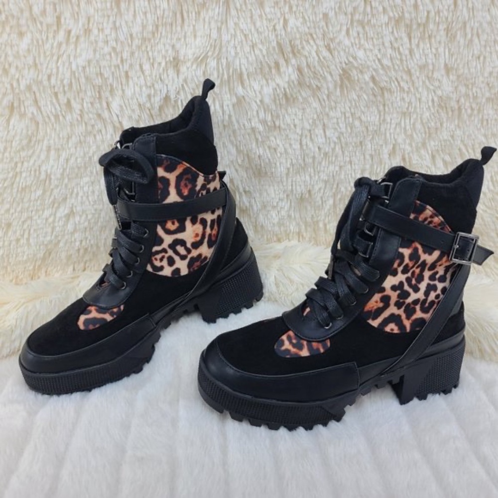 Cape Robbin Leopard Print 1 1/2" Platform Ankle Boot